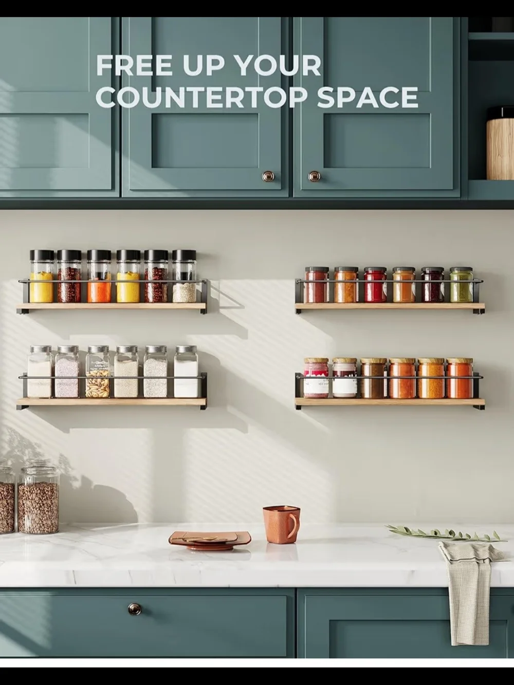 Modern Black and Natural Wood Wall Shelf - Brand: Oropy